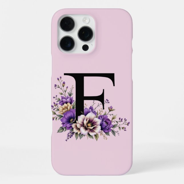 Funda Para iPhone Bloom Lavender : Monogramado inicial 'F' (Reverso )