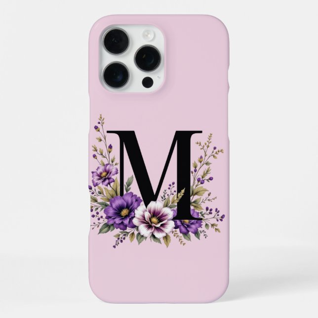 Funda Para iPhone Bloom Lavender: Monogramado inicial 'M' (Reverso )