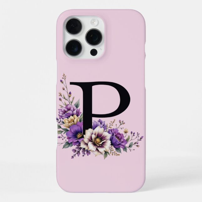 Funda Para iPhone Bloom Lavender : 'P' inicial monogramado (Reverso )