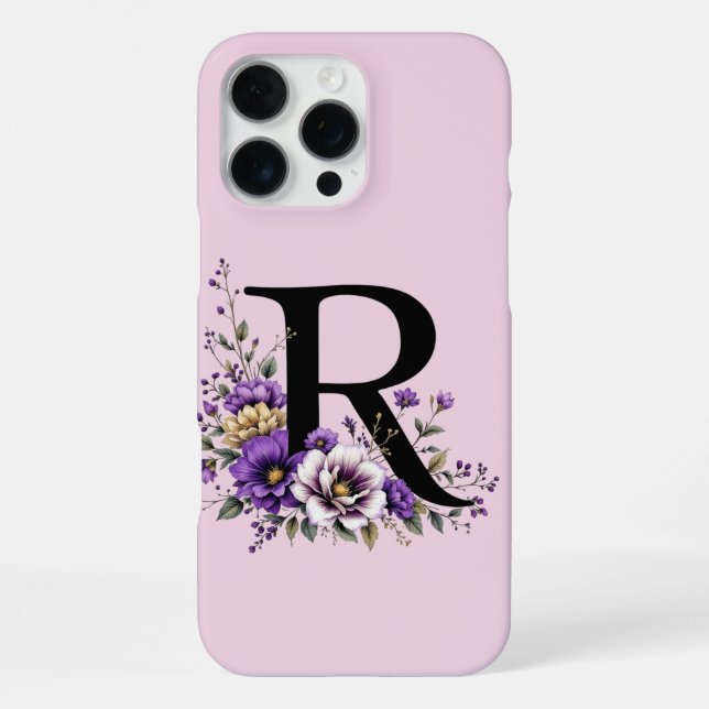 Funda Para iPhone Bloom Lavender : 'R' inicial monogramada (Reverso )