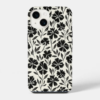 Funda Para iPhone 14 Blooms dibujados de mano negra y blanca