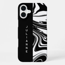 Funda Para iPhone 16 Plus Bloque blanco negro Duotone y nombre de adición de