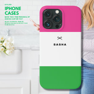 Funda Para iPhone 13 Pro Bloque de color moderno simple rosa y verde con la