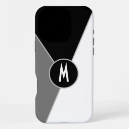 Funda Para iPhone 16 Pro Max Bloque de color monocromo blanco y negro Monograma