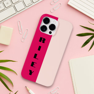 Funda Para iPhone 14 Pro Max Bloque de dos colores personalizado Rosa Frambuesa