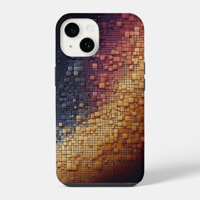 Funda Para iPhone Bloques geométricos 3D modernos gradiente azul mar (Reverso )