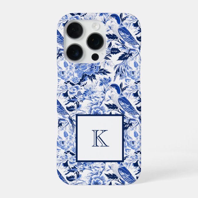 Funda Para iPhone Blue Bird Chinoiserie Monogram  (Reverso)