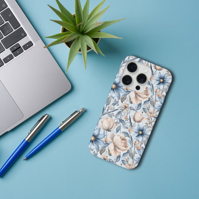 Funda Para iPhone Blue & Blush Botanical Watercolor (Subido por el creador)