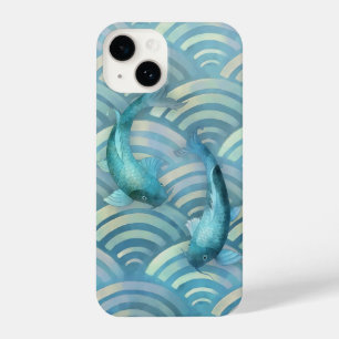 Funda Para iPhone 14 Blue Carp Koi Fish