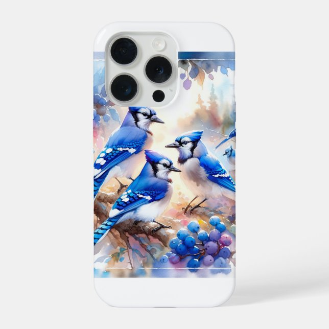 Funda Para iPhone Blue Jays in Harmony AREF11507 - Watercolor (Reverso )