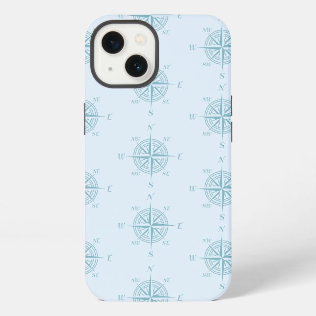 Funda Para iPhone Blue Nautical Sailing Compass (Reverso )