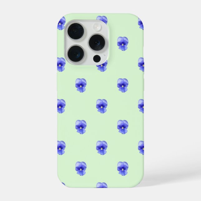 Funda Para iPhone Blue Pansy on Mint - Phone Case (Reverso )
