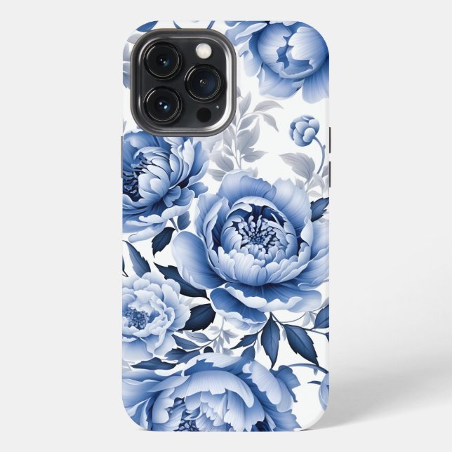 Funda Para iPhone Blue Peonies (Reverso )