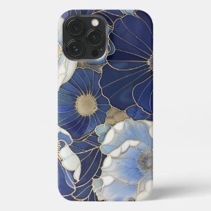 Funda Para iPhone 13 Pro Max Blue Poppies Vintage Inspied