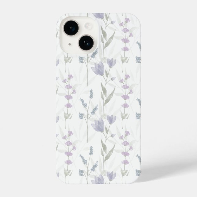 Funda Para iPhone Blue Purple Watercolor Wildflower (Reverso )