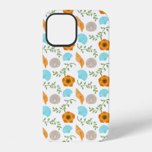 Funda Para iPhone 12 Blue Seashells Sea Snail Orange Flower