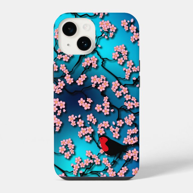 Funda Para iPhone Blue Sky Bird Cherry Blossom (Reverso )