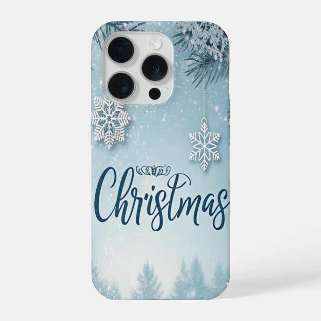 Funda Para iPhone Blue Soft & Calm Christmas Snow Crystal Design-  (Reverso )