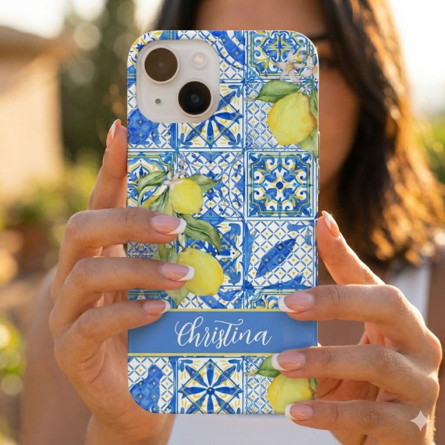 Funda Para iPhone Blue Tile French Country Lemon Pattern Provencal (Subido por el creador)