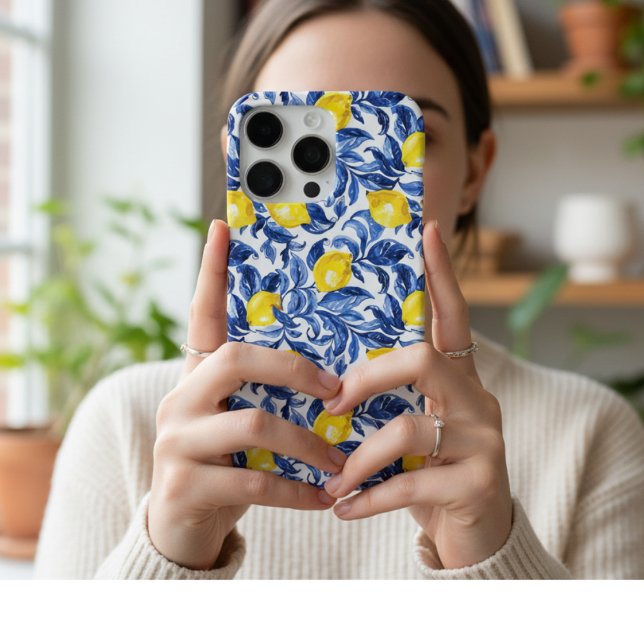 Funda Para iPhone Blue Watercolor Lemon Pattern  (Subido por el creador)