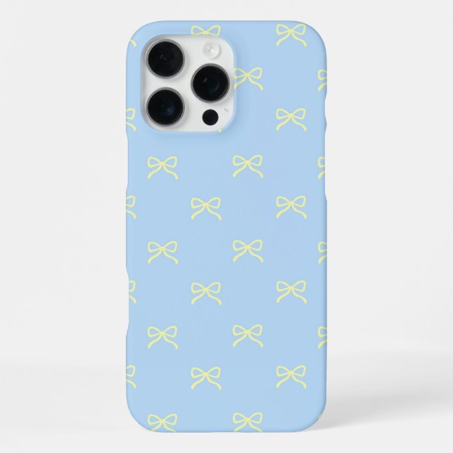Funda Para iPhone Blue Yellow Bow Pattern Coquette Girly Spring (Reverso )