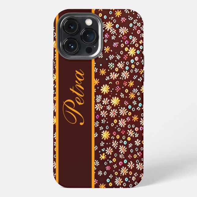 Funda Para iPhone Blumenmuster braun orange (Reverso )
