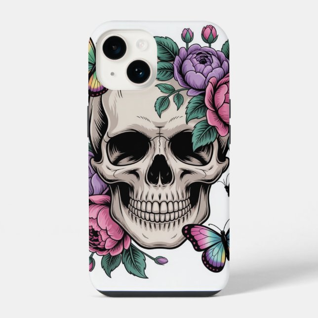 Funda Para iPhone Blumenschädel Handyhülle Kunstvolle Ästhetik (Reverso )