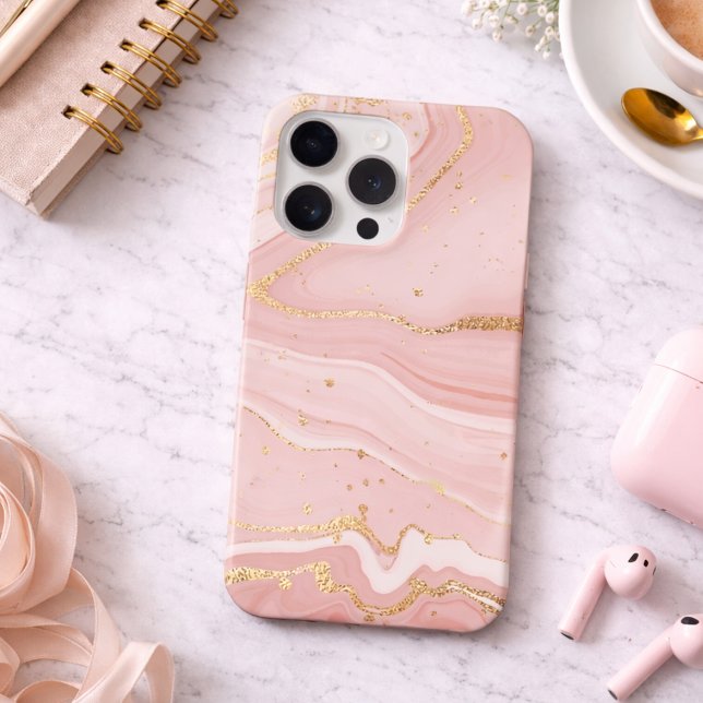 Funda Para iPhone Blush Pink and Gold Marble (Subido por el creador)