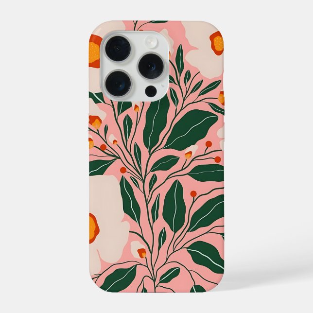 Funda Para iPhone Blush Pink Botanical Floral Phone Case (Reverso )