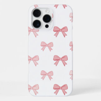 Funda Para iPhone 16 Pro Max Blush Pink Coquette Bow Pattern Elegant Phone Case