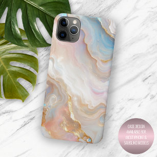 Funda Para iPhone 16 Pro Max Blush Rosa Aqua Azul Oro Blanco Patrón de Arte de