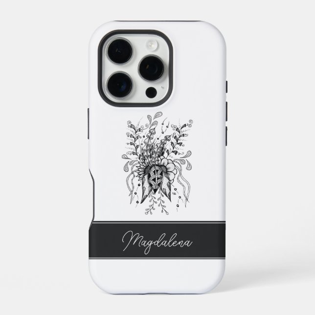 Funda Para iPhone Blüte Zen Doodle Art, handgezeichnet -  (Reverso )