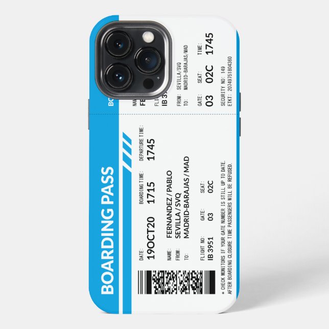 Funda Para iPhone Boarding Pass (blue) (Reverso )