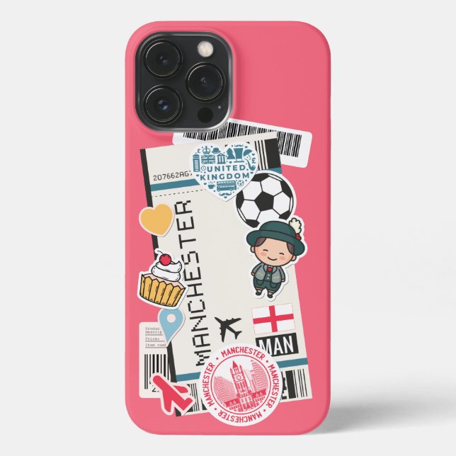 Funda Para iPhone BOARDING PASS MANCHESTER, ENGLAND iPhone CASE (Reverso )