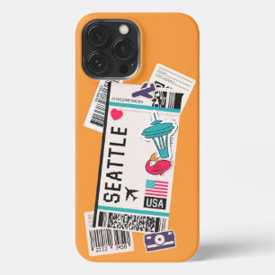 FUNDA PARA iPhone 13 PRO MAX BOARDING PASS SEATTLE USA