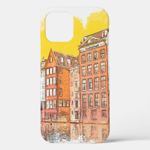 Funda Para iPhone 12 Boceto en acuarela o ilustración de una arquitectu