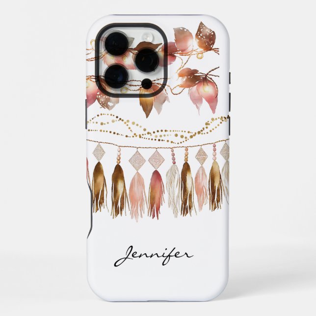Funda Para iPhone Bohemian Feather Indian Leaf iPhone (Reverso )