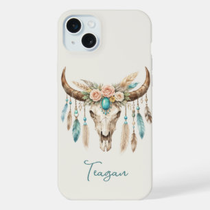 Boho Chic Acuarela Floral Cráneo de Vaca