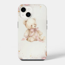 Boho Chic Rosa Pastel y Oso de Peluche Marrón