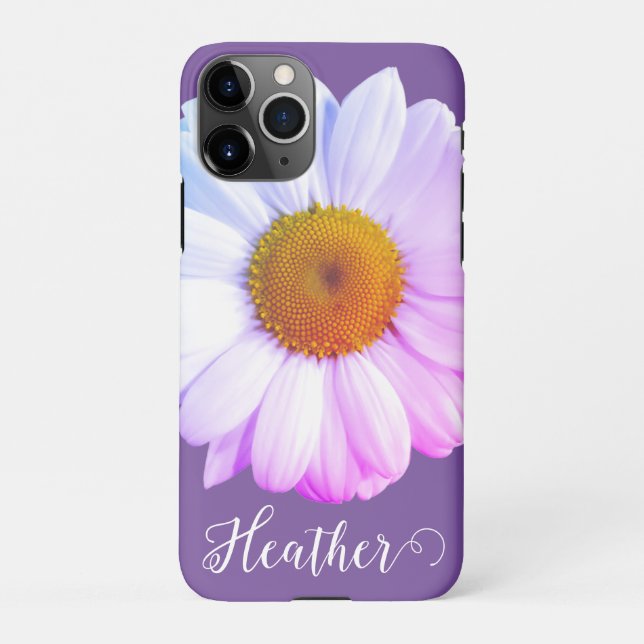 Funda Para iPhone Boho Daisy en el estuche de teléfono con nombre mo (Reverso)
