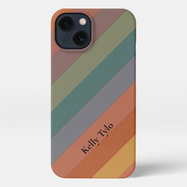 Funda Para iPhone Boho Diagonal Stripes (Reverso )