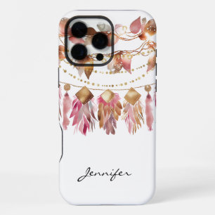 Funda Para iPhone 16 Pro Max Boho Fall Leaf Feather Native American iPhone