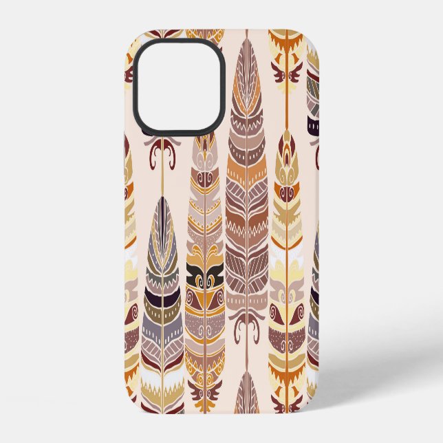 Funda Para iPhone Boho Feathers: Patrón tribal de Seamless (Reverso )