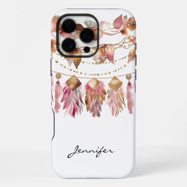 Funda Para iPhone Boho Hoja de Otoño Pluma iPhone Nativo Americano (Reverso )