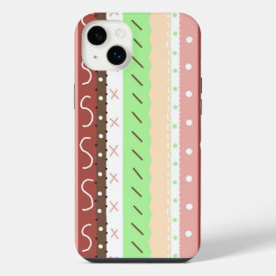 Funda Para iPhone 14 Plus Boho marrón, burgundy, verde y malva caprichoso