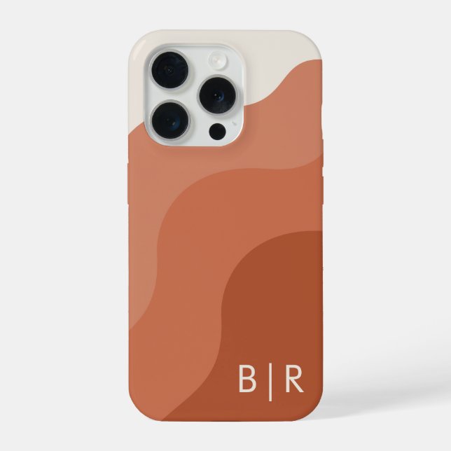 Funda Para iPhone Boho Monogram Terracotta Inicial (Reverso )