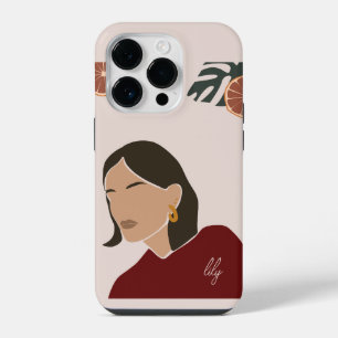 Funda Para iPhone 14 Pro Boho Resumen arte mujer Ilustracion , tono de tier