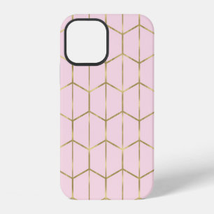 Funda Para iPhone 12 Boho Rosa Hexágono Dorado y Glam Geométrico
