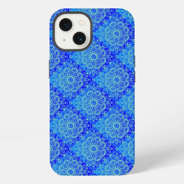 Funda para iPhone boho turquesa azul (Reverso )