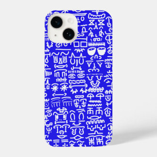 Funda Para iPhone 14 Bold Blue Doodle Pattern iPhone Case